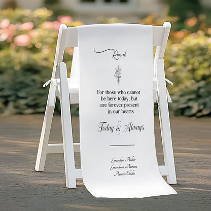 Personalized Reserved Wedding Memorial Chair Sign, Custom Fabric Banner, In Memory of Loved Ones, Custom Wedding Tribute Chair Sign