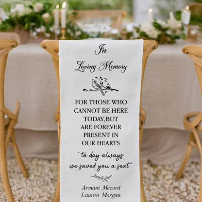 In Loving Memory Wedding Chair Banner – Reserved Seat Sign for Ceremony, Memorial Tribute to Loved Ones, Today Always We Saved You a Seat