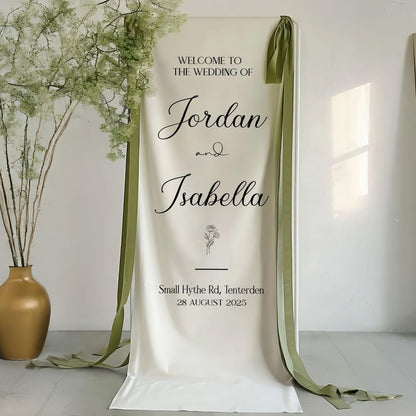 Welcome to the Wedding Sign, Personalized Banner with Couple Names and Date, Elegant Ceremony Backdrop, Custom Reception Welcome Decoration