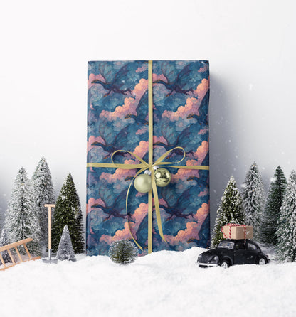 Dragon Print Wrapping Paper Roll, Gift Wrap for Fantasy Lover Presents, Role-Playing Games, and Magical Celebrations #6