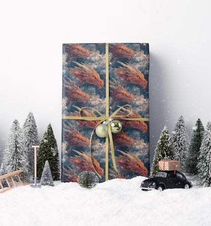 Medieval Dragon Wrapping Paper Roll, Gift Wrap for Fantasy Enthusiasts, Role-Players, and Mythical-Themed Presents #3