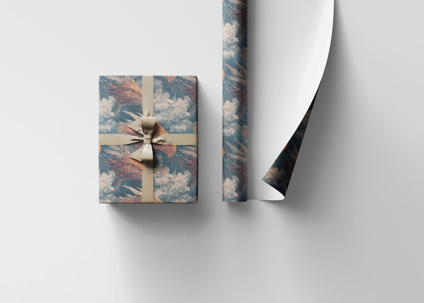 Medieval Dragon Wrapping Paper Roll, Gift Wrap for Fantasy Enthusiasts, Role-Players, and Mythical-Themed Presents #3