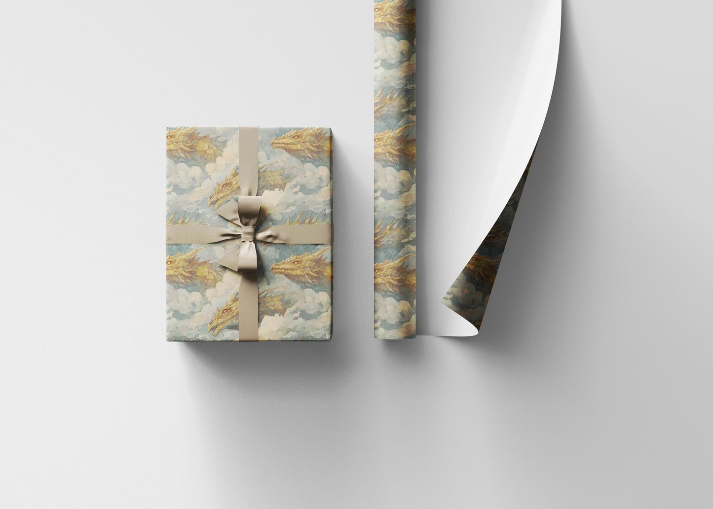 Fire-Breathing Dragon Wrapping Paper Roll, Gift Wrap for Fantasy Fans, DnD Enthusiasts, and Medieval Party Gifts #5