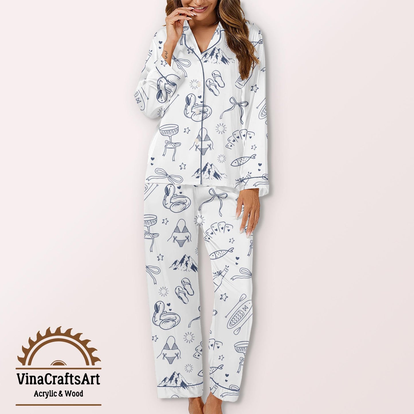 Lake Bachelorette Party Pajamas Set, Bride Camping Party Sleepwear, Camp Bachelorette Pajamas Set, Hiking Bridal Party Pajamas