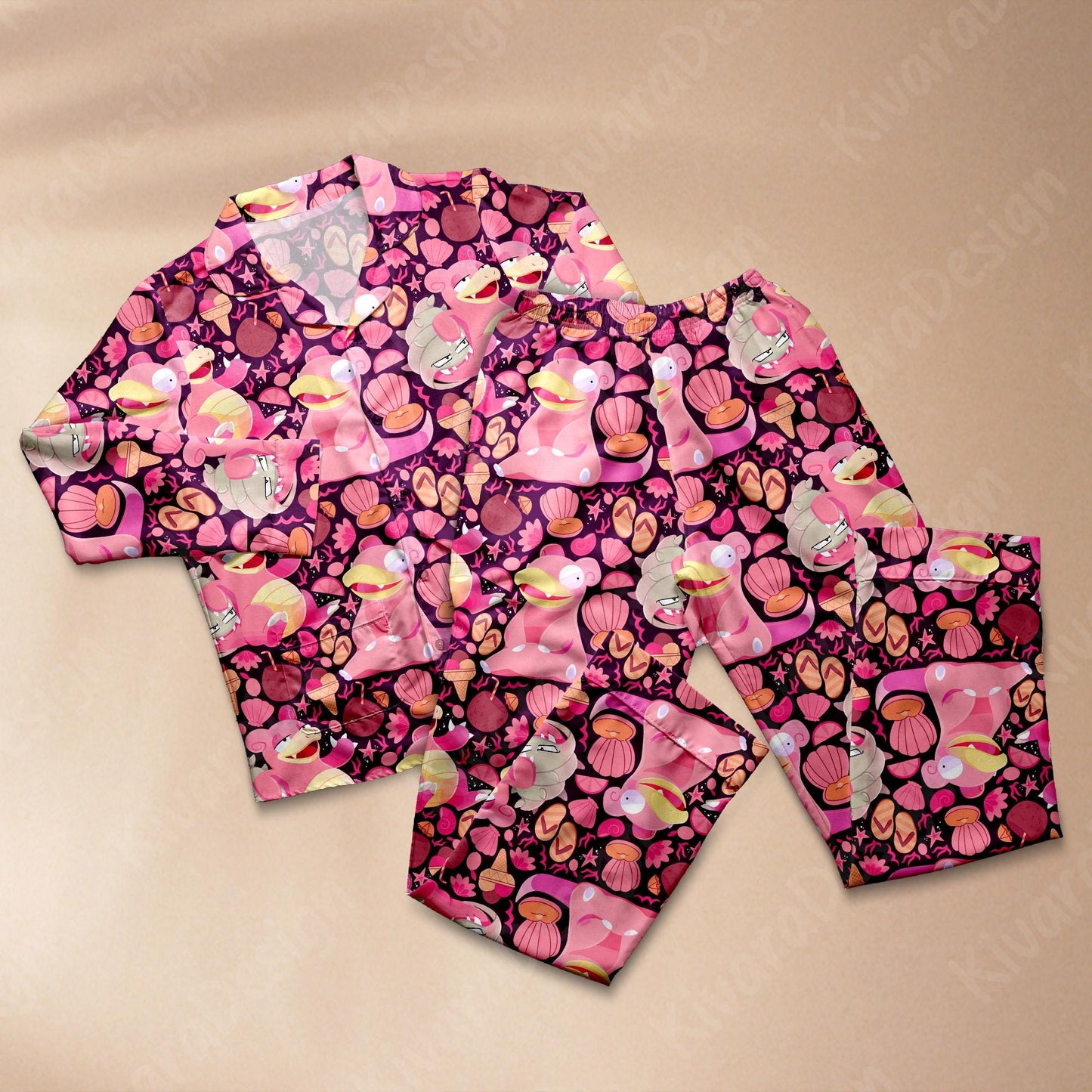 Slowpoke Pajama Set, Cute Anime Comfortable Kawaii Loungewear Gift for Anime Fans