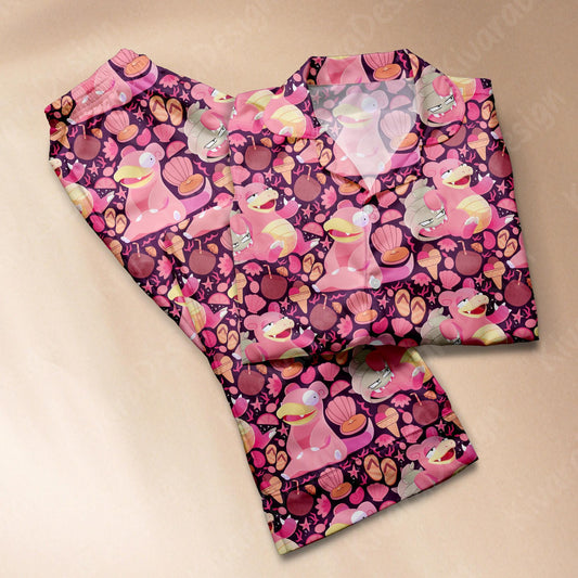 Slowpoke Pajama Set, Cute Anime Comfortable Kawaii Loungewear Gift for Anime Fans