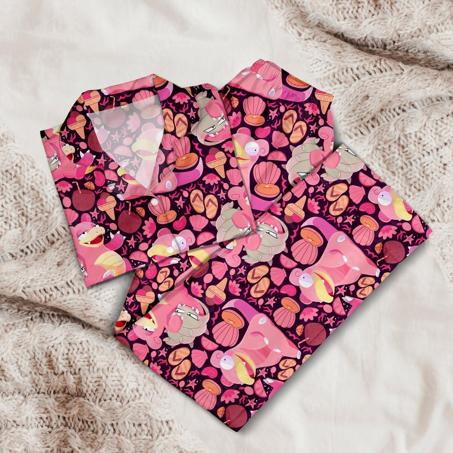 Slowpoke Pajama Set, Cute Anime Comfortable Kawaii Loungewear Gift for Anime Fans