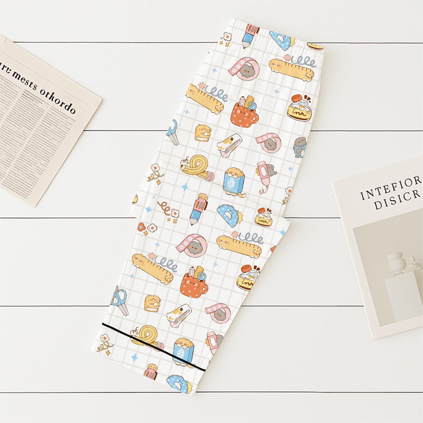 Back To School Pajamas Set, School Supplies And Cats Sleepwear, Cute Cat Homewear, First Day Of School Pyjamas, Cat Lovers Gift