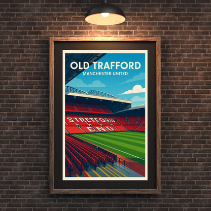 Manchester United Old Trafford Poster Wall Art, Football Premier League Print, Home Decor Gift for Wedding & Birthday, Man United Poster