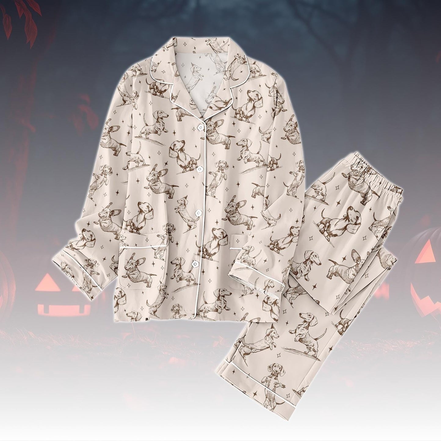 Dachshund Dog Pajamas Set, Cute Wiener Dog Pajamas Family, Sausage Puppy Pajamas For Her, Pet Lover Matching Pajamas Set, Dog Love Pjs