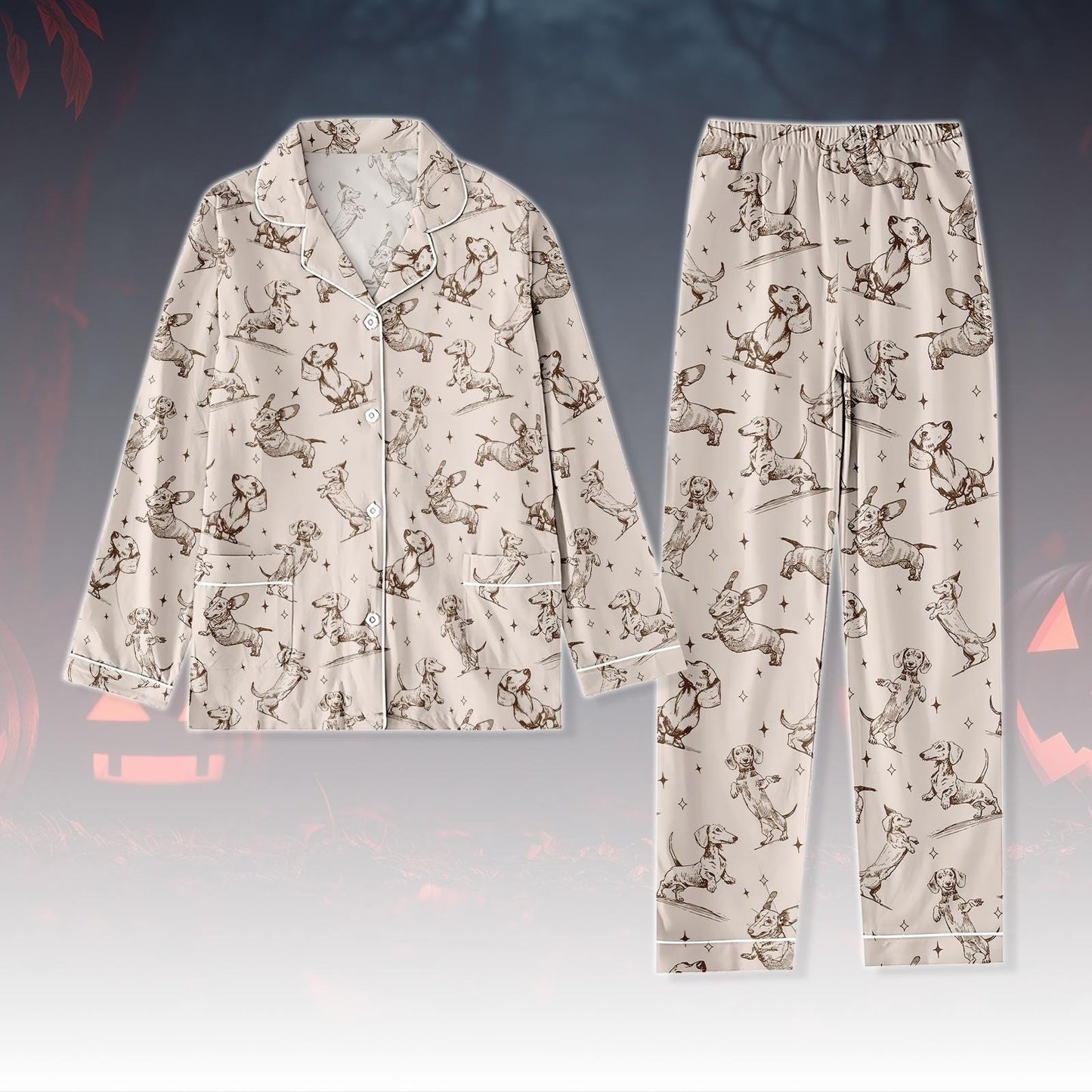 Dachshund Dog Pajamas Set, Cute Wiener Dog Pajamas Family, Sausage Puppy Pajamas For Her, Pet Lover Matching Pajamas Set, Dog Love Pjs