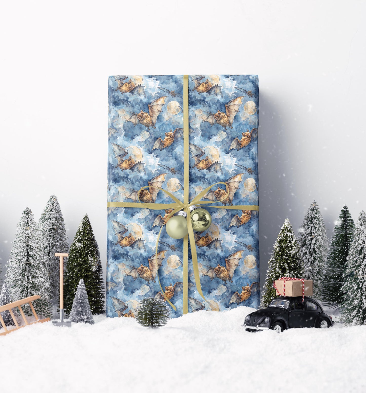Halloween Bats and Moon Wrapping Paper Roll, Spooky Night Gift Wrap for Haunted House Parties and Witchy Holiday Presents #5