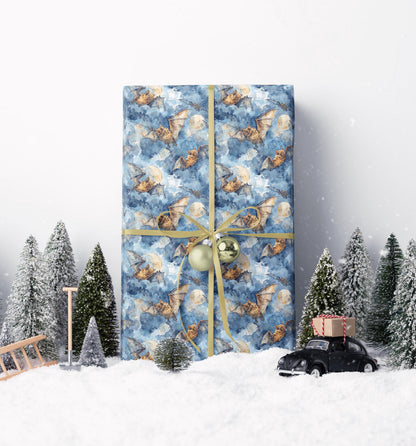 Halloween Bats and Moon Wrapping Paper Roll, Spooky Night Gift Wrap for Haunted House Parties and Witchy Holiday Presents #5
