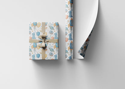 Baby Boy 1st Birthday Space Wrapping Paper Roll, Cute Rocket Ship Gift Wrap for Toddler Birthday Party and Galaxy Decorations #2