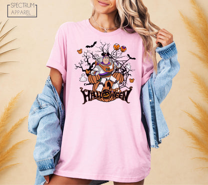 Halloween Buzz T-Shirt, Space Ranger Halloween T-Shirt, Halloween Toy Story Tee, Buzz Pumpkin Ghost Tee, Spooky Season Space Ranger Shirt