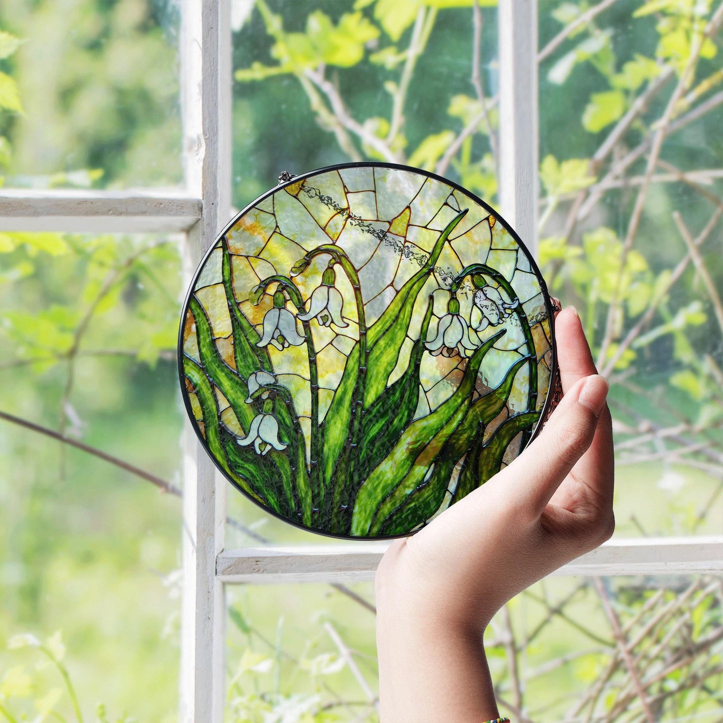 Snowdrop Flower Stained Glass Suncatcher Spring Window Decor Gift for Nature Lovers or Mothers Day