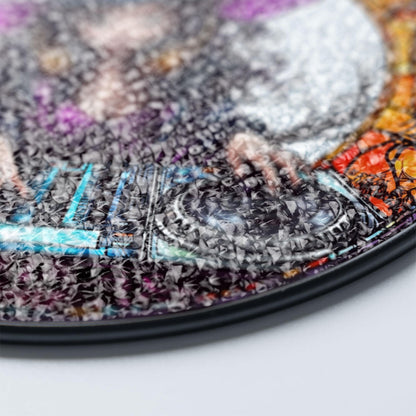 Magical Witch DJ Stained Glass Suncatcher - Enchanting Witchcraft & Music Lover Home Decor, Handcrafted Window Art, Perfect Unique Gift