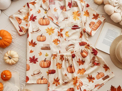 Anne of Green Gables Satin Pajamas, Cozy Fall Aesthetic Pjs, Cozy Season Pjs, Autumn Pajamas, Fall Pajamas, Pumpkin Pajamas, Family Pyjamas