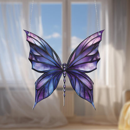 Elegant Butterfly Window Hanging with Vibrant Purple and Galaxy-Inspired Design, Perfect for Home Decor and Gifts
