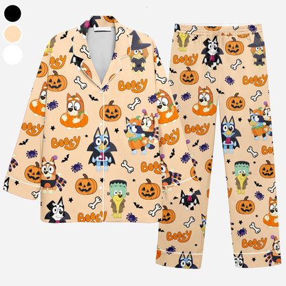 Booey Pajamas Set, Bluey Halloween Pajamas Set, Cute Halloween Pajamas Set, Halloween Set for Woman, Blue Dog Halloween Pajamas Set