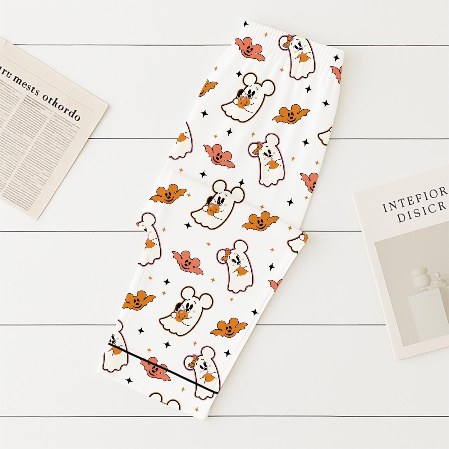 Halloween Mk Mn Mouse Pajamas Set, Mn Ghost Mk Bat Sleepwear, WDW Cartoon Homewear, Cozy Fall Loungewear, Spooky Season Gift