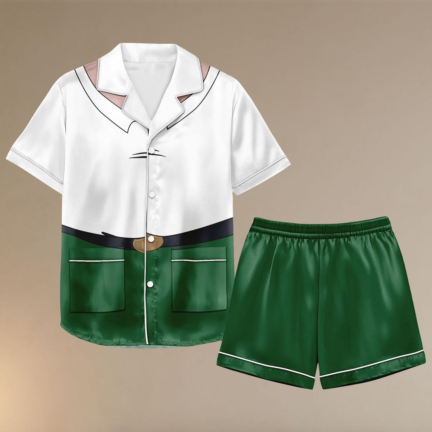 Peter Griffin Cosplay Satin Pajamas Shorts , Family Guy Costume Sleepwear, Funny Cartoon Character PJs, Adult Halloween Pajamas Gift