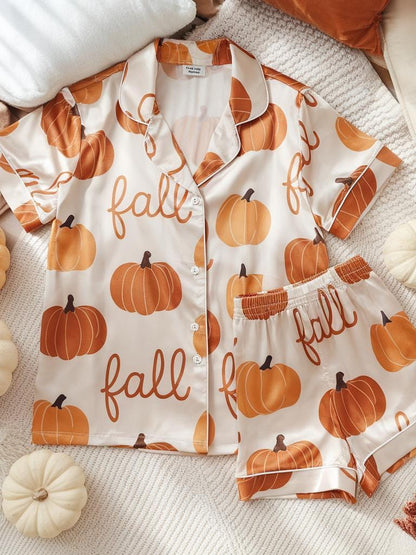 Cozy Fall Aesthetic Satin Pajamas, Boho Autumn Pjs, Cozy Season Pjs, Autumn Pajamas, Fall Pajamas, Fall Pumpkin Pajamas, Family Pyjamas Set