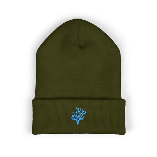 Cozy Coral Embroidered Beanie | Warm Winter Hat, Gift for Beach Lovers, Cute Fall Accessory, Stylish Cuffed Cap, Everyday Wear