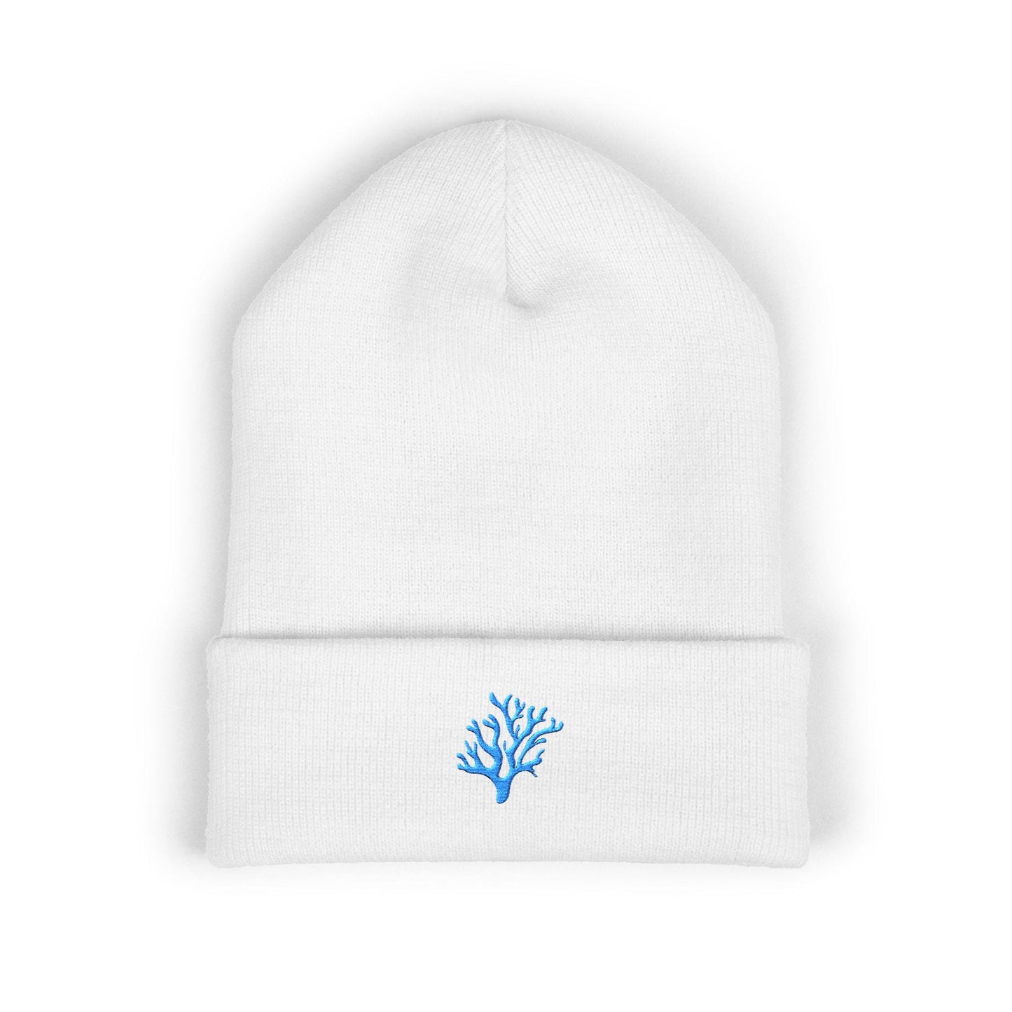 Cozy Coral Embroidered Beanie | Warm Winter Hat, Gift for Beach Lovers, Cute Fall Accessory, Stylish Cuffed Cap, Everyday Wear