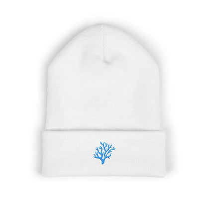 Cozy Coral Embroidered Beanie | Warm Winter Hat, Gift for Beach Lovers, Cute Fall Accessory, Stylish Cuffed Cap, Everyday Wear