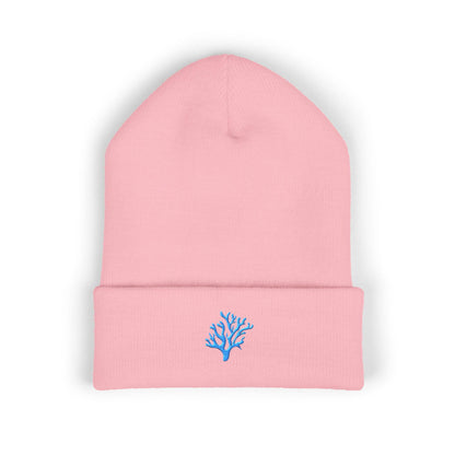 Cozy Coral Embroidered Beanie | Warm Winter Hat, Gift for Beach Lovers, Cute Fall Accessory, Stylish Cuffed Cap, Everyday Wear