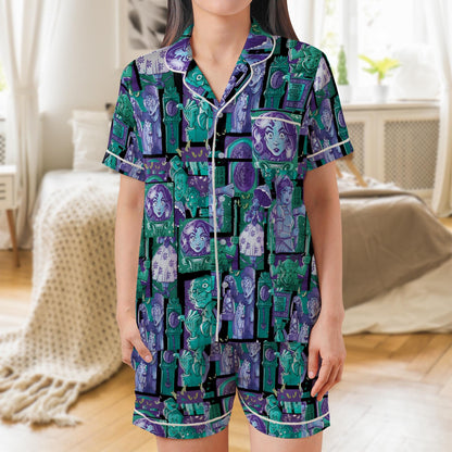 Retro The Haunted Mansion Pajama Set, Madam Leota Hitchhiking Ghosts The Hatbox Ghost Sleepwear, Welcome Foolish Mortals Loungewear Set
