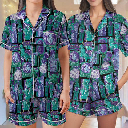 Retro The Haunted Mansion Pajama Set, Madam Leota Hitchhiking Ghosts The Hatbox Ghost Sleepwear, Welcome Foolish Mortals Loungewear Set