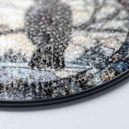 Raven Stained Glass Suncatcher, Round Hanging Window Panel, Black Bird on Branch, Gothic Winter Forest Home Decor, Handmade Glass Art Gift