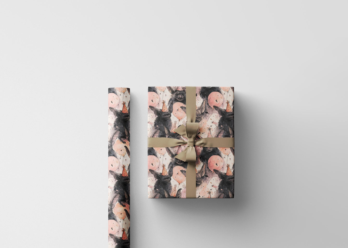 Alternative Halloween Gift Wrap with Creepy Cute Bat Print, Witchy Baby Shower & Goth Birthday Wrapping Paper #7