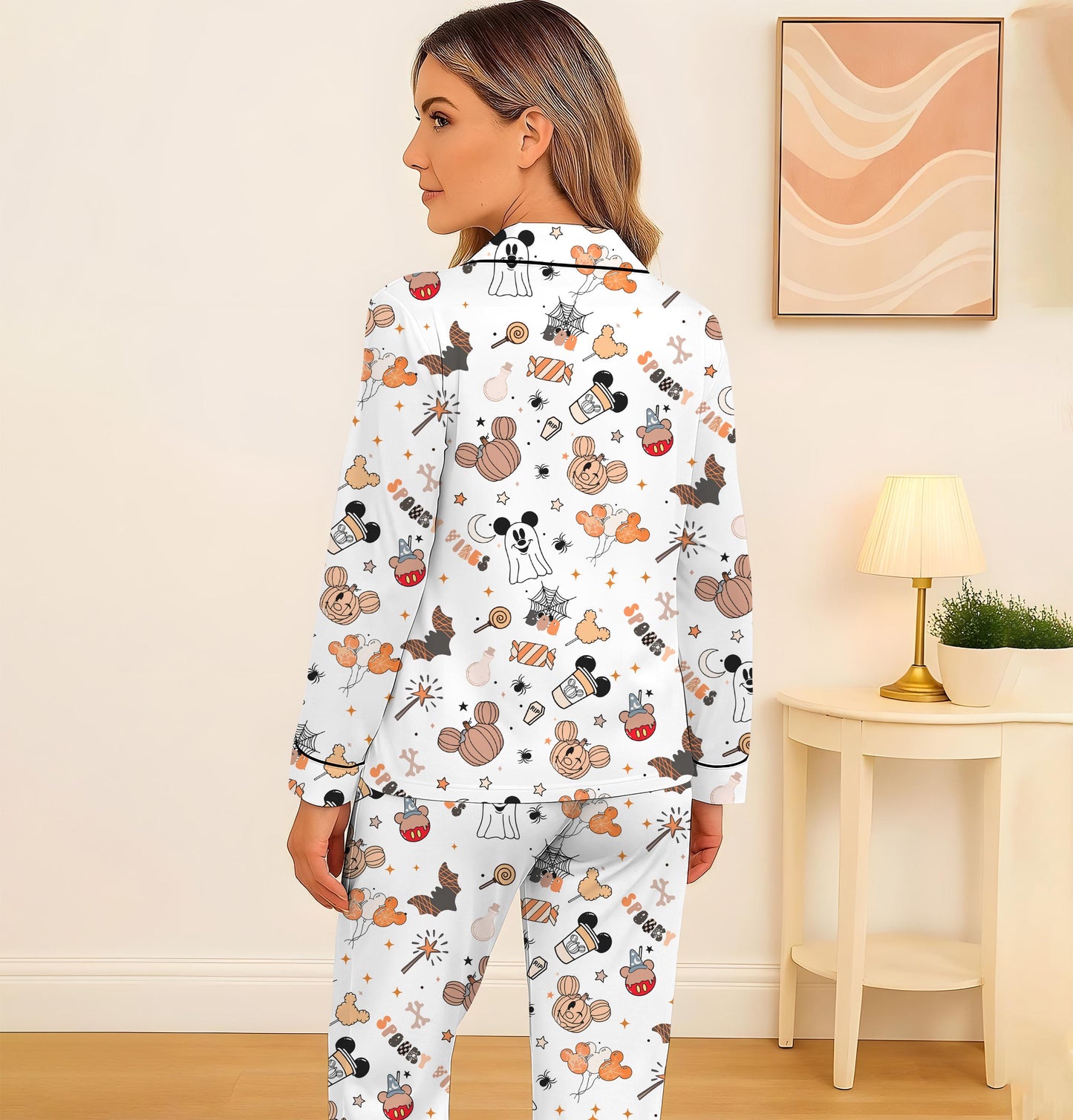 Halloween Pumpkin Mouse Ghost Pajamas Set,  WDW Cartoon Sleepwear, Halloween Mk Mouse Homewear, WDW Cartoon Fan Gift, Spooky Season Gift