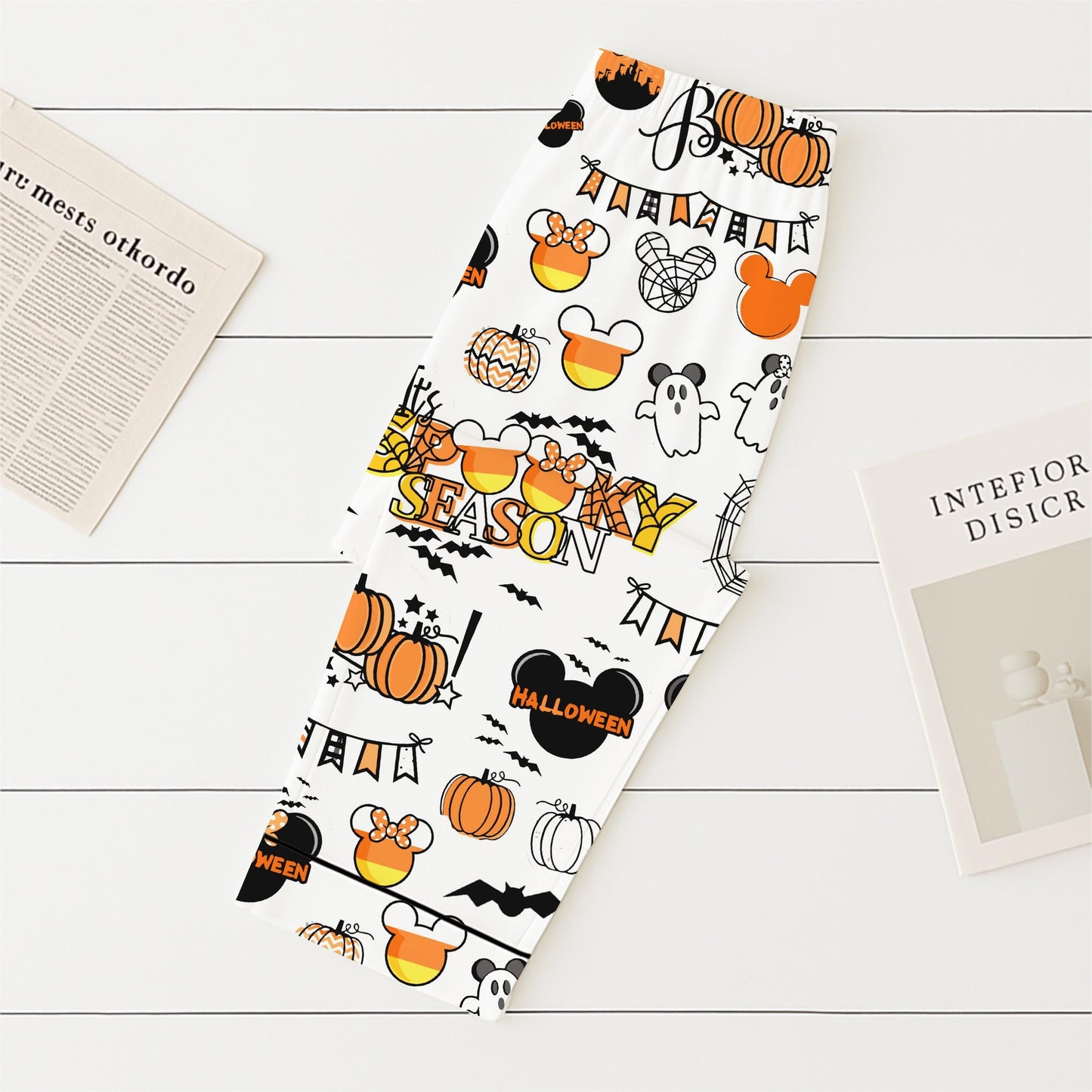 Halloween WDW Cartoon Pajamas Set, MK MN Mouse Sleepwear, Halloween Magic Kingdom Homewear, Spooky Season Gift, Halloween Boo Nightwear