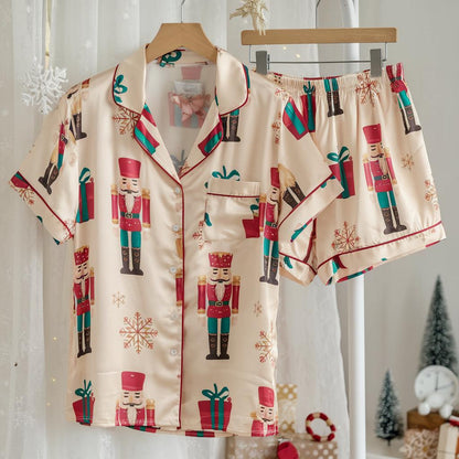 Cute Nutcracker Satin Pajamas Set, Christmas Pajamas, Cozy Winter Pajamas, Nutcracker Pajamas, Family Christmas Pajamas, Cozy Season Pajamas