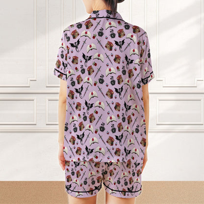 Romantic Fantasy Reader Satin Pajamas, Romantasy Bookish Sleepwear Gift, Reading Lover Fantasy Romance Pajamas Set, Dragon Bookish Gift