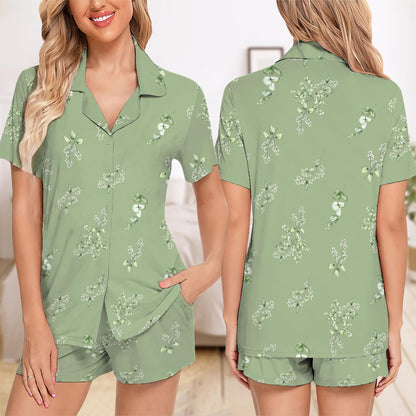 Personalized Bride Bridesmaid Short Pajamas Set, Custom Wedding Pajamas Set Gift, Bridesmaid Pjs Set, Bridesmaid Gift, Bridal Pajamas Gift