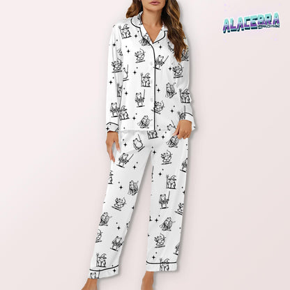 Fantasy Frog Pajama Set | Cute Wizard And Warrior Frog Sleepwear | Short Sleeve & Shorts Lounge Set | Kawaii Cozy Nightwear