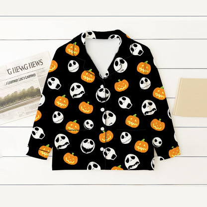 Halloween JS Cosplay Pajamas Set, Nightmare Before Homewear, Horror Character And Pumpkin Sleepwear, Halloween Scary Movie Nightwear
