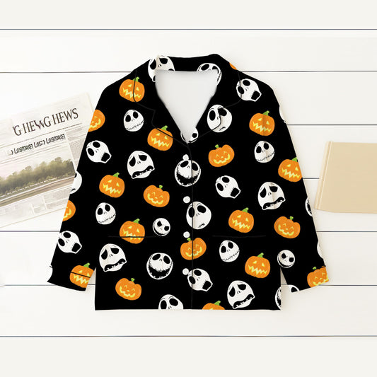 Halloween JS Cosplay Pajamas Set, Nightmare Before Homewear, Horror Character And Pumpkin Sleepwear, Halloween Scary Movie Nightwear
