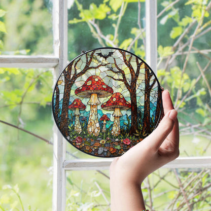 Suncatcher stained glass red mushroom forest gift for mom Mothers Day gift housewarming gift