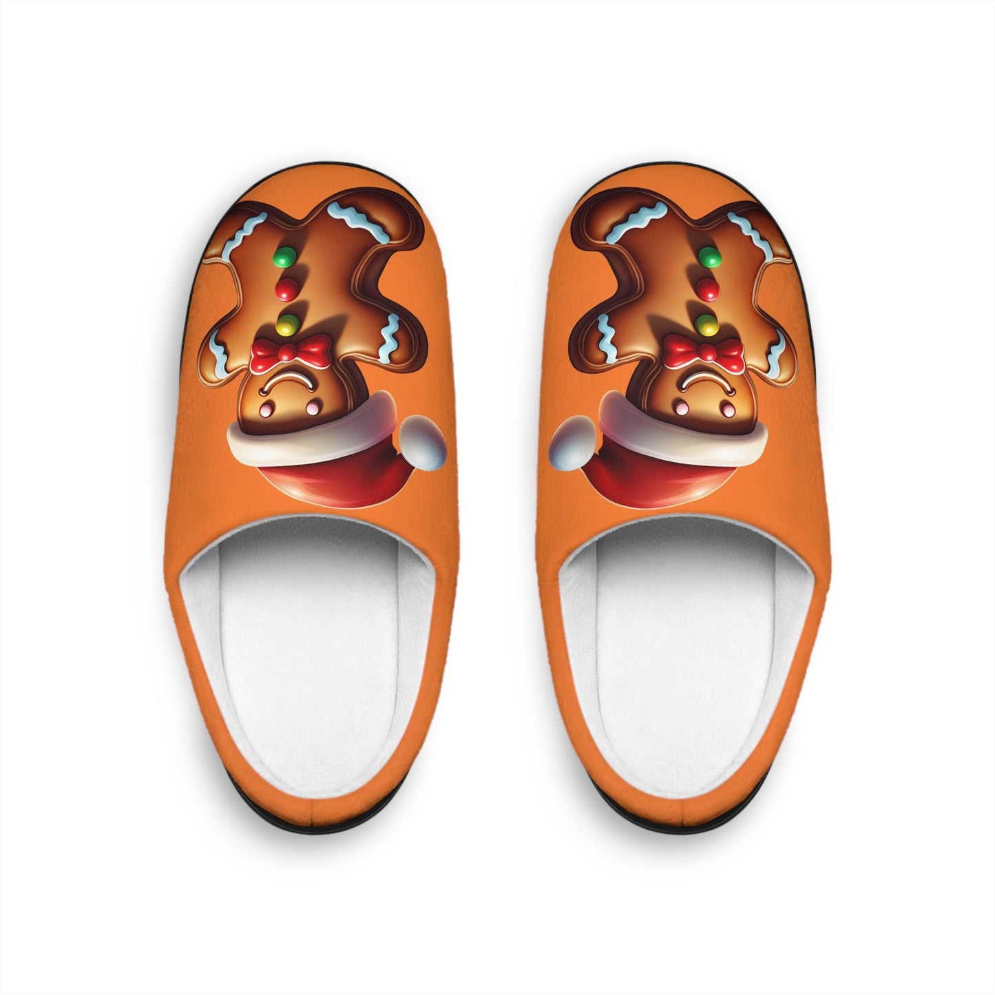 Christmas Slippers Ginger bread Indoor Slippers Cozy Holiday Footwear Gingerbreadman Decor House Shoes Gift for Women Winter Orange Slippers