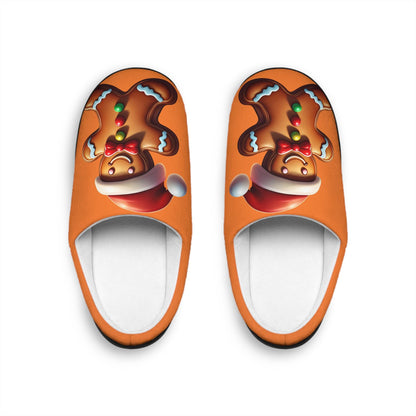 Christmas Slippers Ginger bread Indoor Slippers Cozy Holiday Footwear Gingerbreadman Decor House Shoes Gift for Women Winter Orange Slippers