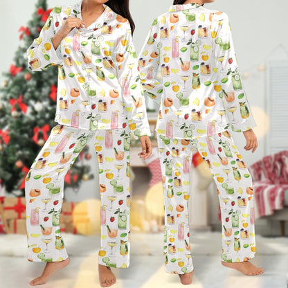 Cocktail Print Pajamas, Alcohol Drinks Pajamas, Gift for Her, Girls Weekend Outfit, Margarita Trendy Pajamas for Her, Margarita Pajamas