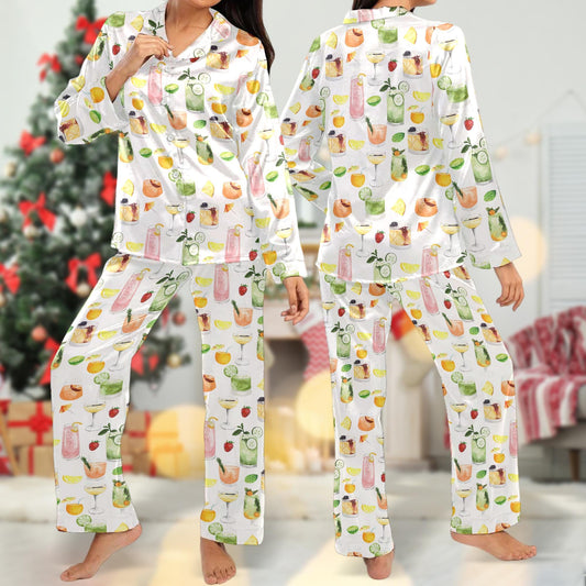 Cocktail Print Pajamas, Alcohol Drinks Pajamas, Gift for Her, Girls Weekend Outfit, Margarita Trendy Pajamas for Her, Margarita Pajamas