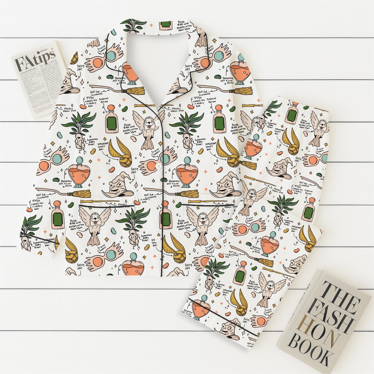 Halloween HP Movie Pajamas Set, Halloween Wizard Movie Nightwear, Magic Kingdom Sleepwear, Cozy Homewear For Witch Movie Fan