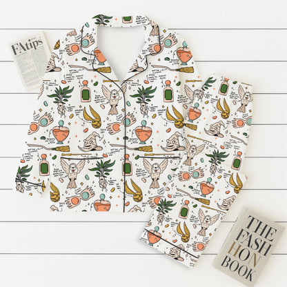 Halloween HP Movie Pajamas Set, Halloween Wizard Movie Nightwear, Magic Kingdom Sleepwear, Cozy Homewear For Witch Movie Fan